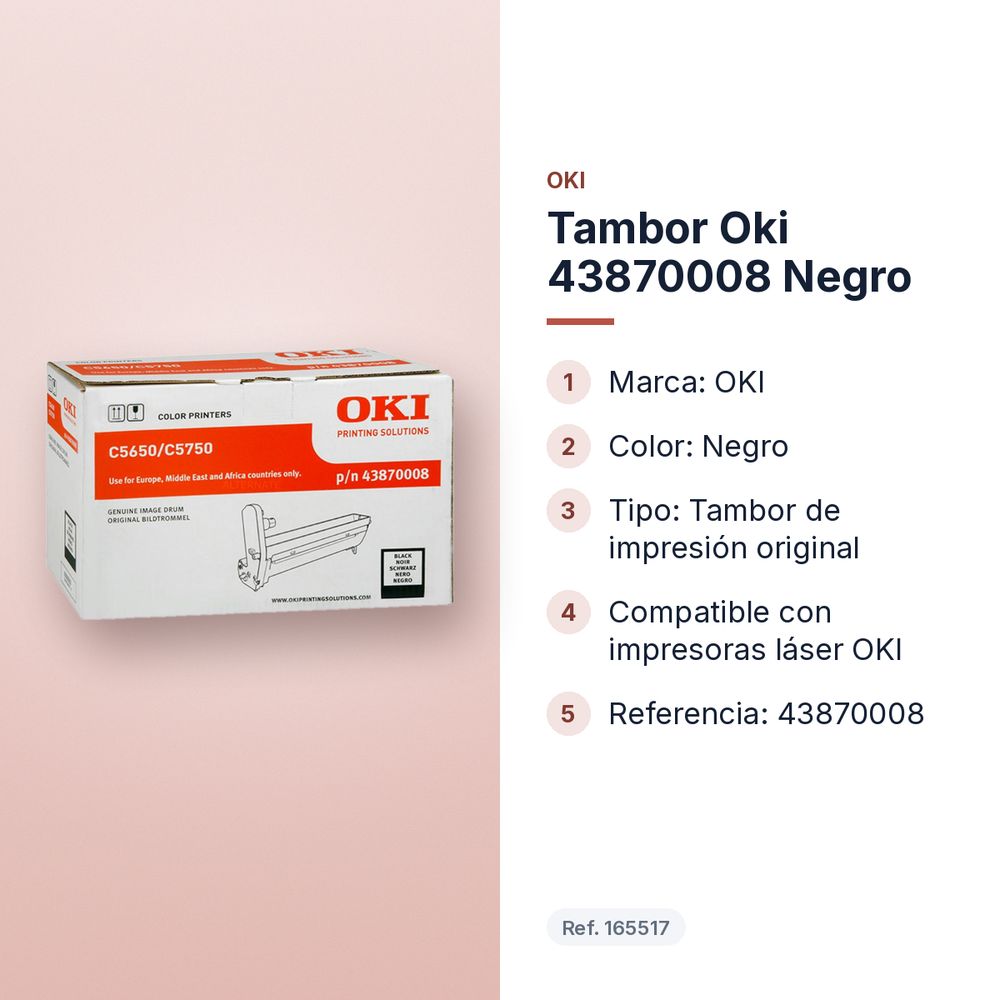 TAMBOR OKI 43870008 NEGRO - características principales