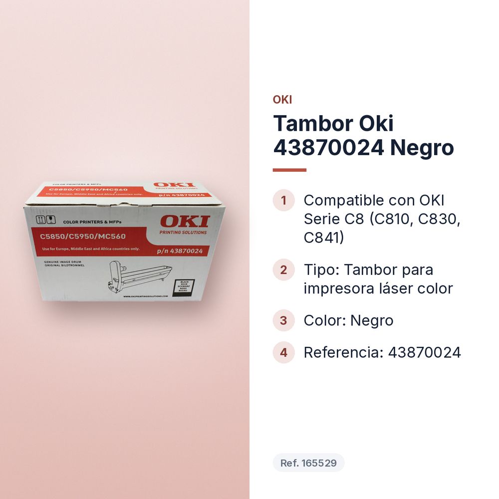 TAMBOR OKI 43870024 NEGRO - características principales