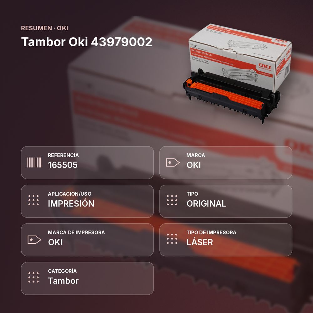 TAMBOR OKI 43979002 - resumen de atributos
