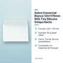 SOBRE COMERCIAL BLANCO 120X176MM 90G TIRA SILICONA SOLAPA RECTA  - características principales
