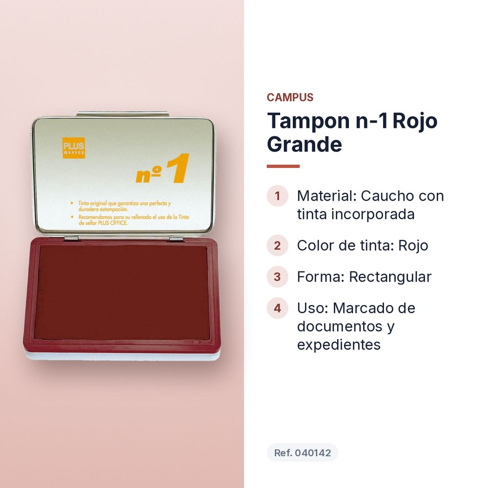 TAMPON N-1 ROJO GRANDE - características principales