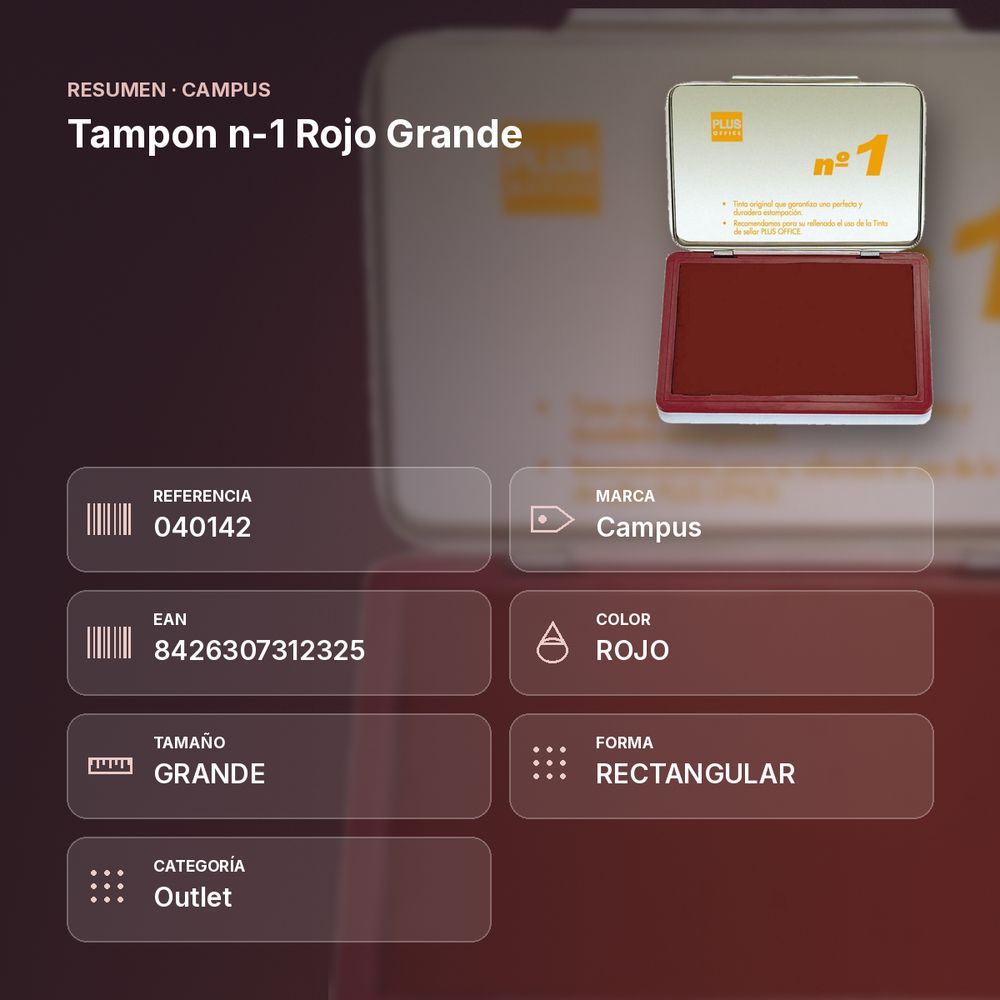 TAMPON N-1 ROJO GRANDE - resumen de atributos