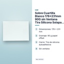 SOBRE CUARTILLA BLANCO 176X231MM 90G SIN VENTANA TIRA SILICONA SOLAPA RECTA - características principales