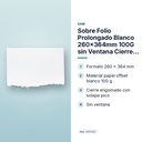 SOBRE FOLIO PROLONGADO BLANCO 260X364MM 100G SIN VENTANA CIERRE ENGOMADO SOLAPA PICO - características principales