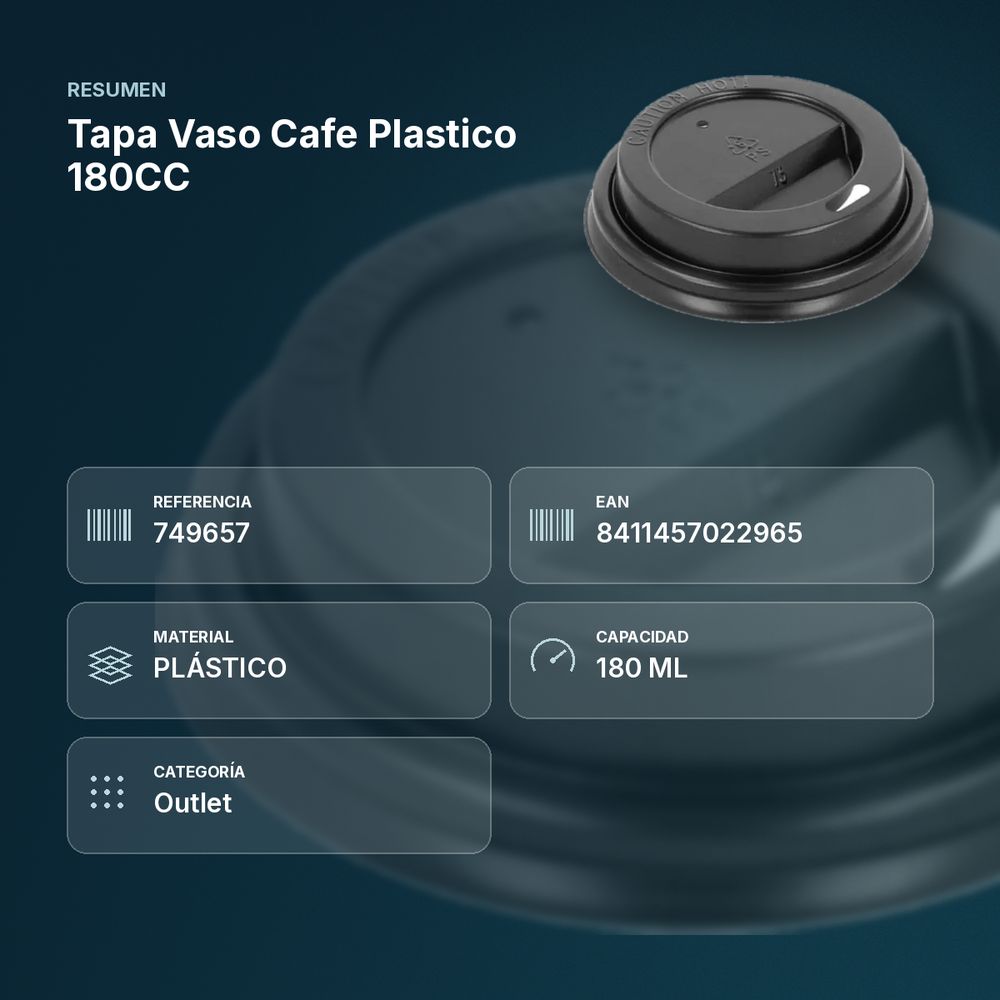 TAPA VASO CAFE PLASTICO 180CC - resumen de atributos