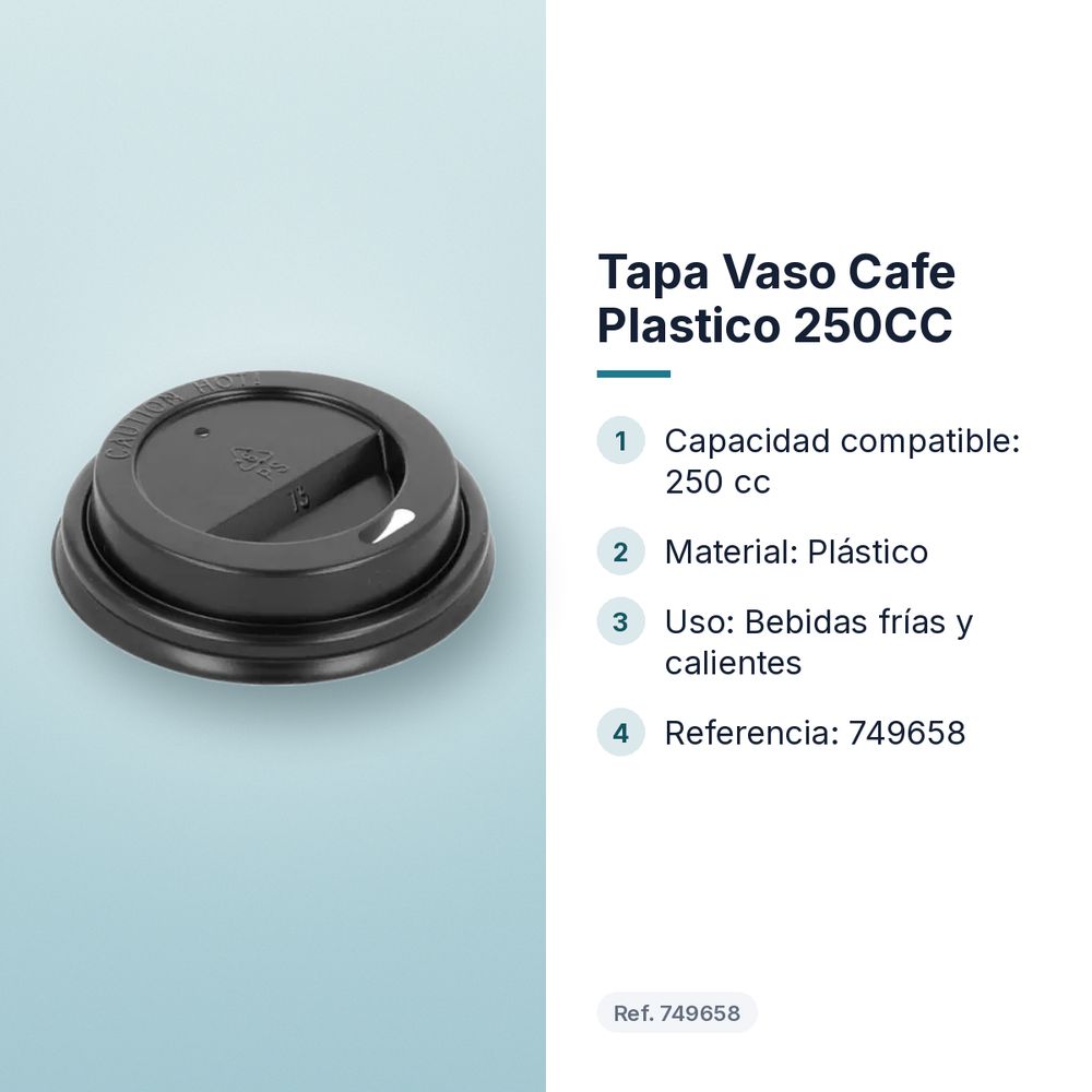 TAPA VASO CAFE PLASTICO 250CC - características principales