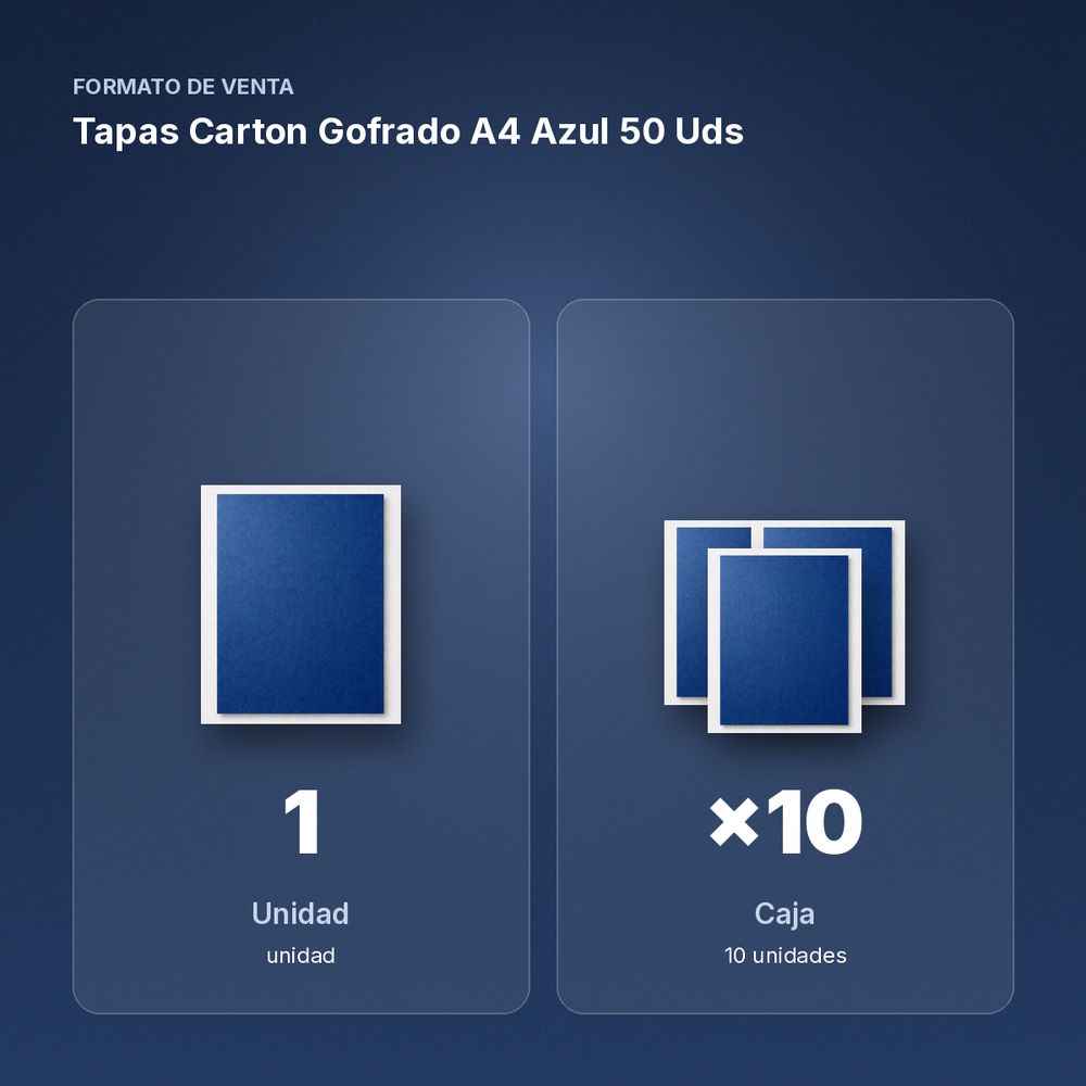 TAPAS CARTON GOFRADO A4 AZUL 50 UDS - formato de venta: caja de 10