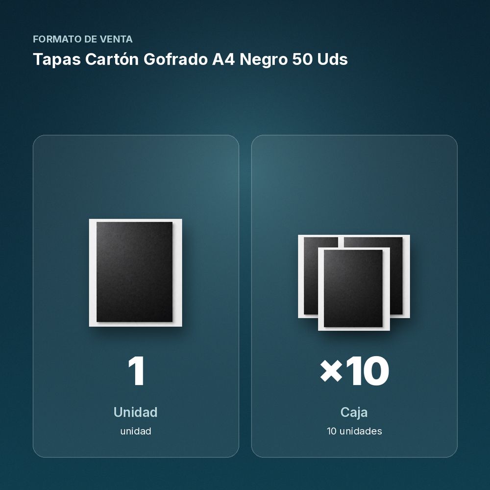 TAPAS CARTÓN GOFRADO A4 NEGRO 50 UDS - formato de venta: caja de 10