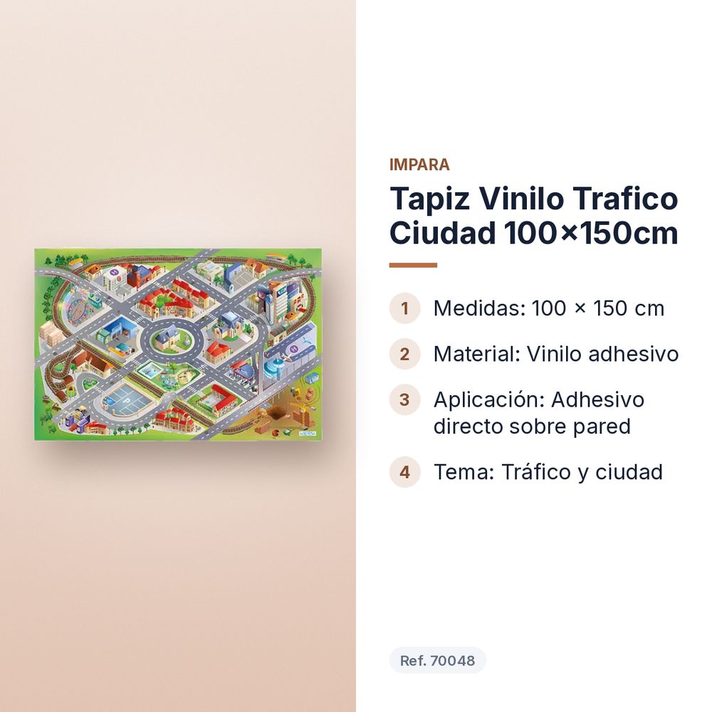 TAPIZ VINILO TRAFICO CIUDAD 100X150CM - características principales