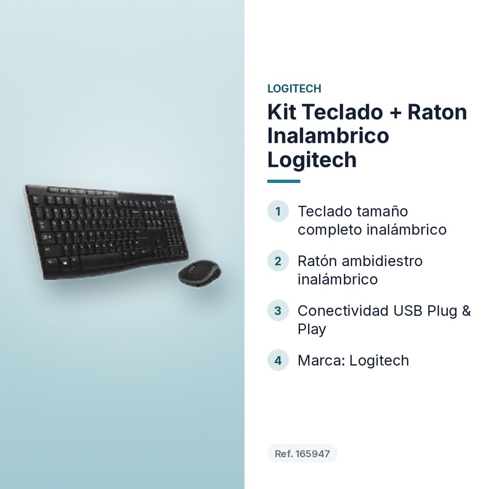 KIT TECLADO + RATON INALAMBRICO LOGITECH - características principales