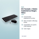 KIT TECLADO + RATÓN INALÁMBRICO NEGRO NILOX - características principales