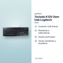 TECLADO K120 OEM USB LOGITECH - características principales
