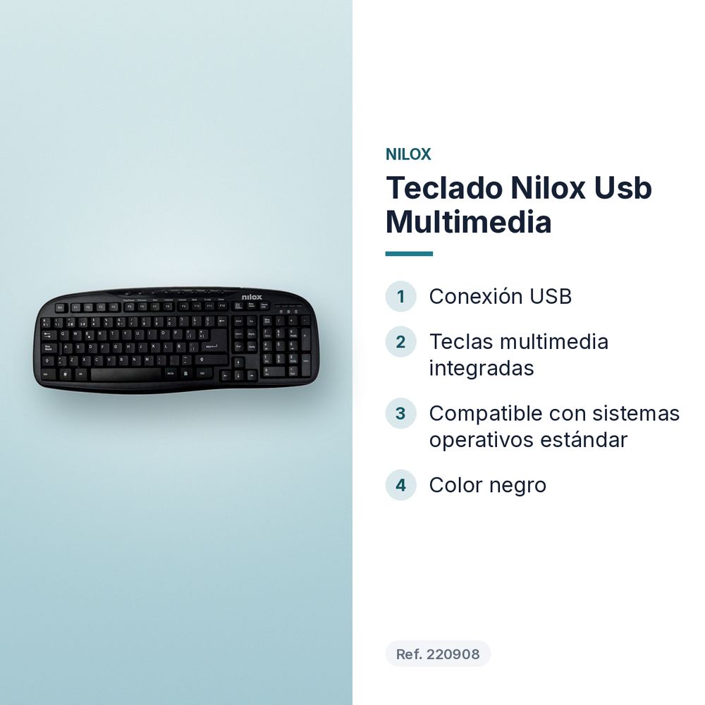 TECLADO NILOX USB MULTIMEDIA - características principales