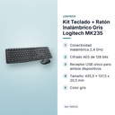 KIT TECLADO + RATÓN INALÁMBRICO GRIS LOGITECH MK235 - características principales