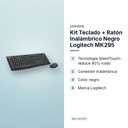 KIT TECLADO + RATÓN INALÁMBRICO NEGRO LOGITECH MK295 - características principales