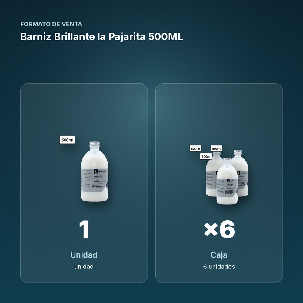 BARNIZ BRILLANTE LA PAJARITA 500ML  - formato de venta: caja de 6