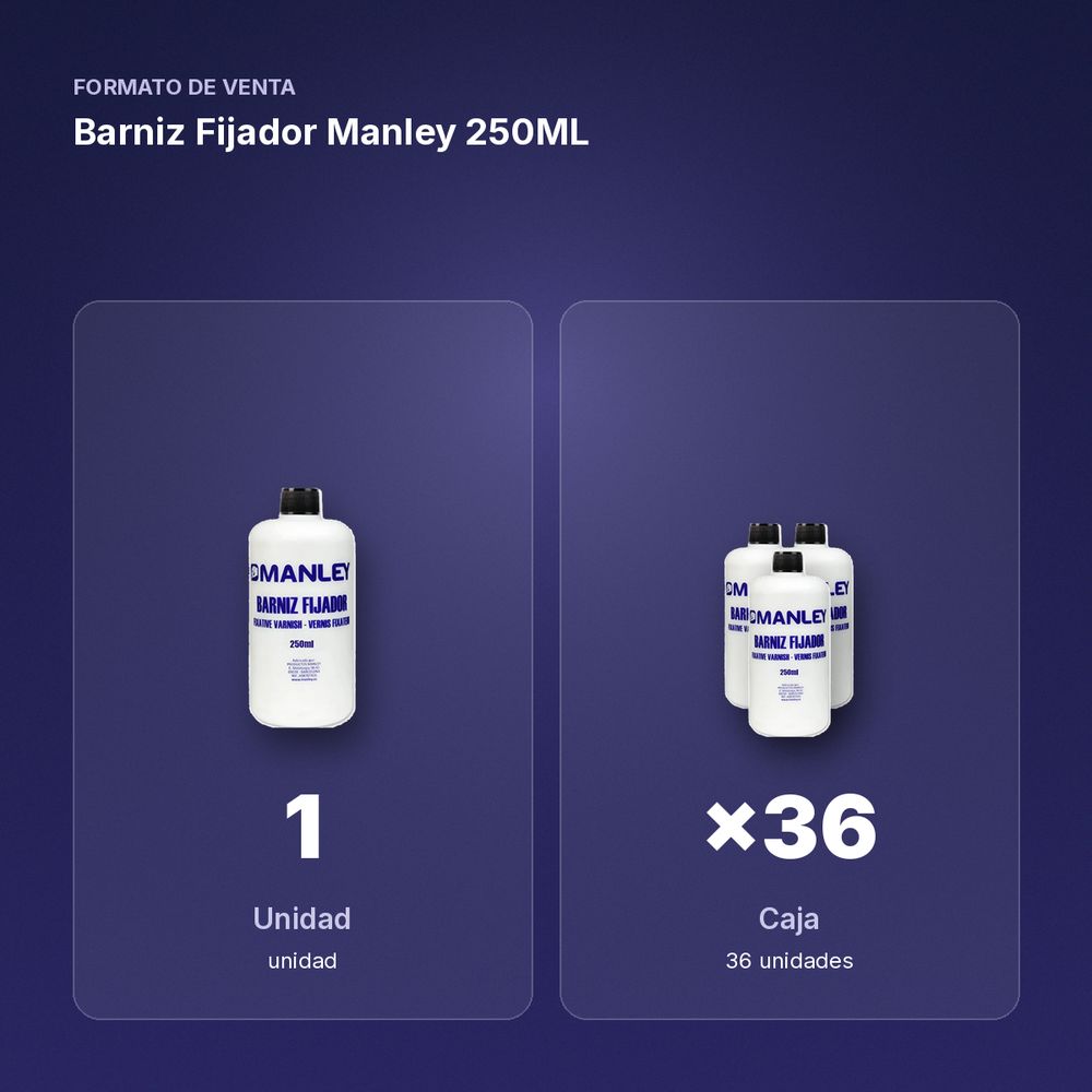 BARNIZ FIJADOR MANLEY 250ML - formato de venta: caja de 36