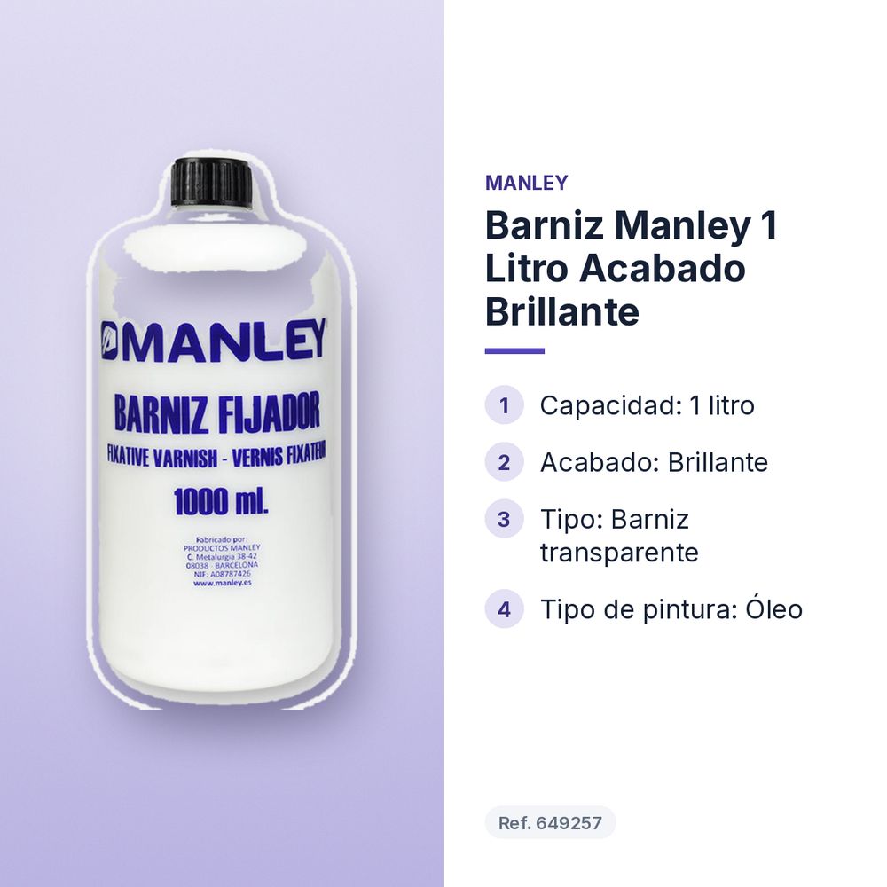 BARNIZ MANLEY 1 LITRO ACABADO BRILLANTE - características principales