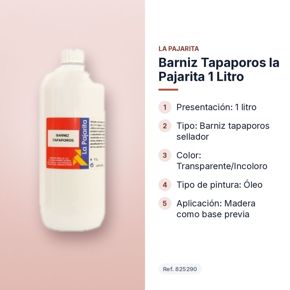 BARNIZ TAPAPOROS LA PAJARITA 1 LITRO  - características principales