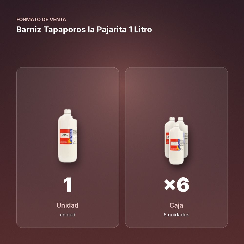 BARNIZ TAPAPOROS LA PAJARITA 1 LITRO  - formato de venta: caja de 6