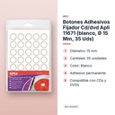 BOTONES ADHESIVOS FIJADOR CD/DVD APLI 11671 (BLANCO, Ø 15 MM, 35 UDS) - características principales