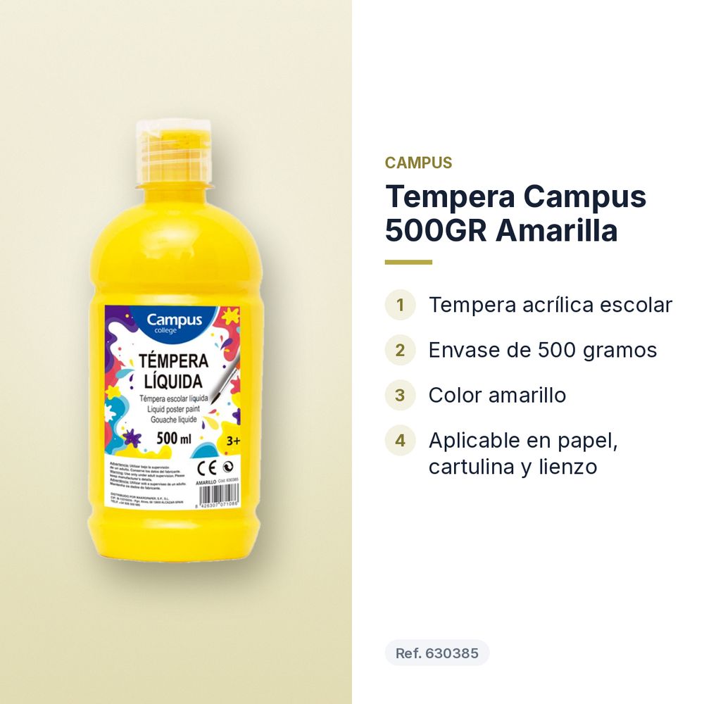 TEMPERA CAMPUS 500GR AMARILLA - características principales