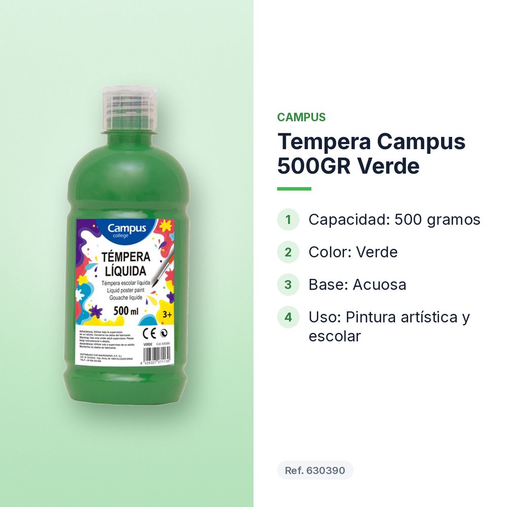 TEMPERA CAMPUS 500GR VERDE - características principales