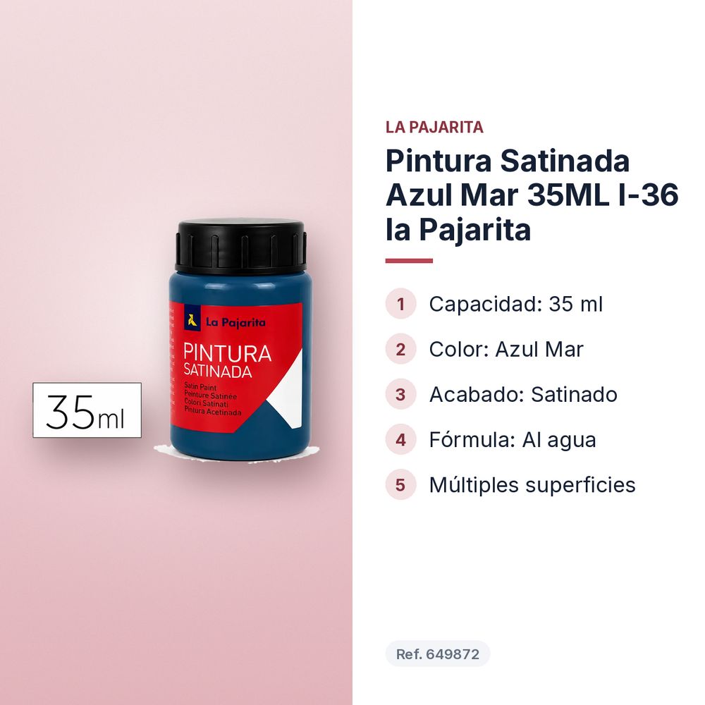 PINTURA SATINADA AZUL MAR 35ML L-36 LA PAJARITA - características principales