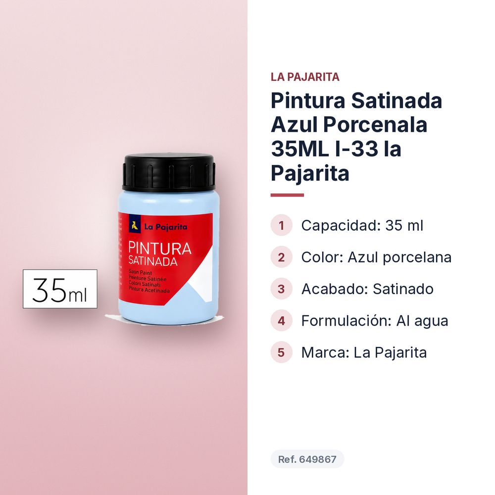 PINTURA SATINADA AZUL PORCENALA 35ML L-33 LA PAJARITA - características principales