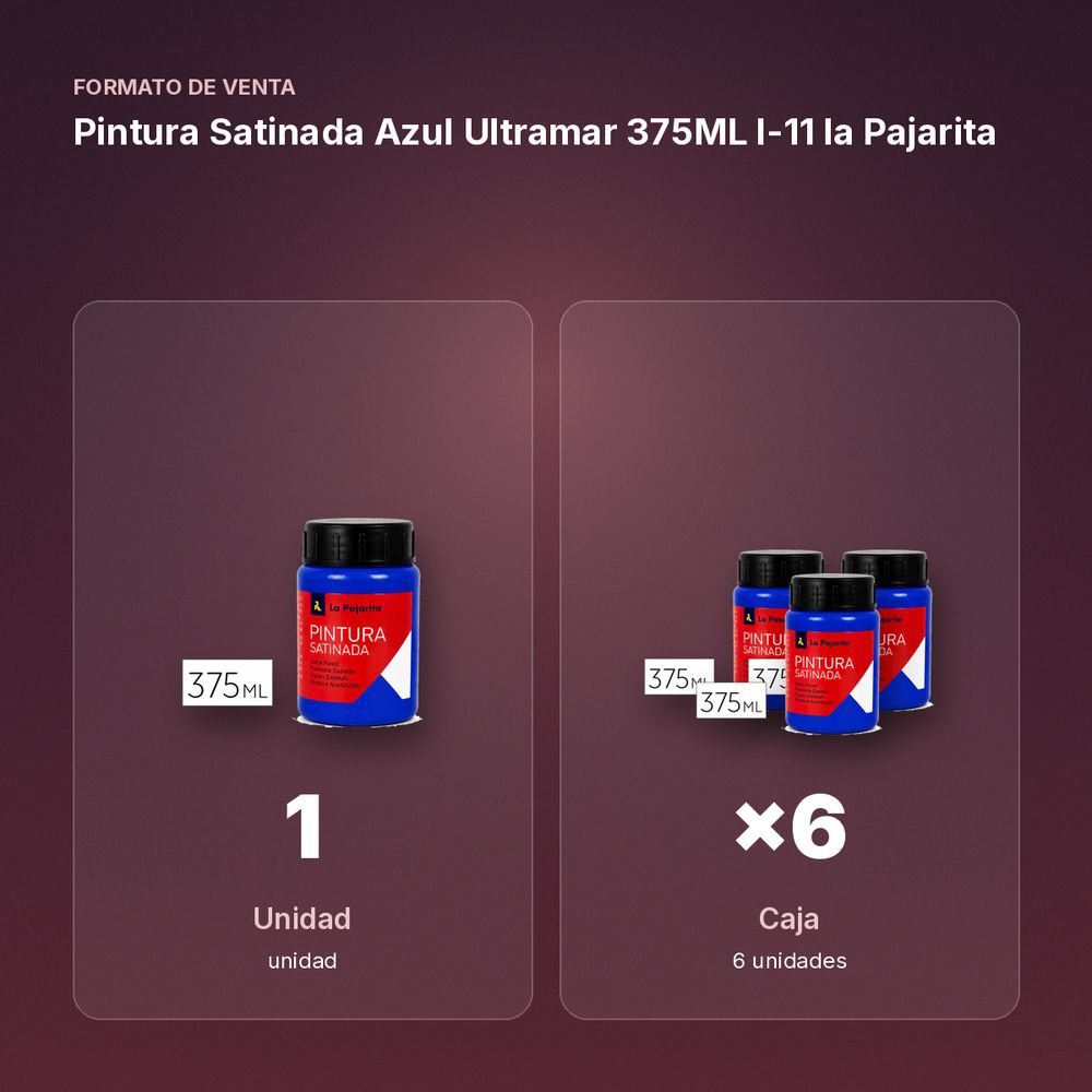 PINTURA SATINADA AZUL ULTRAMAR 375ML L-11 LA PAJARITA - formato de venta: caja de 6