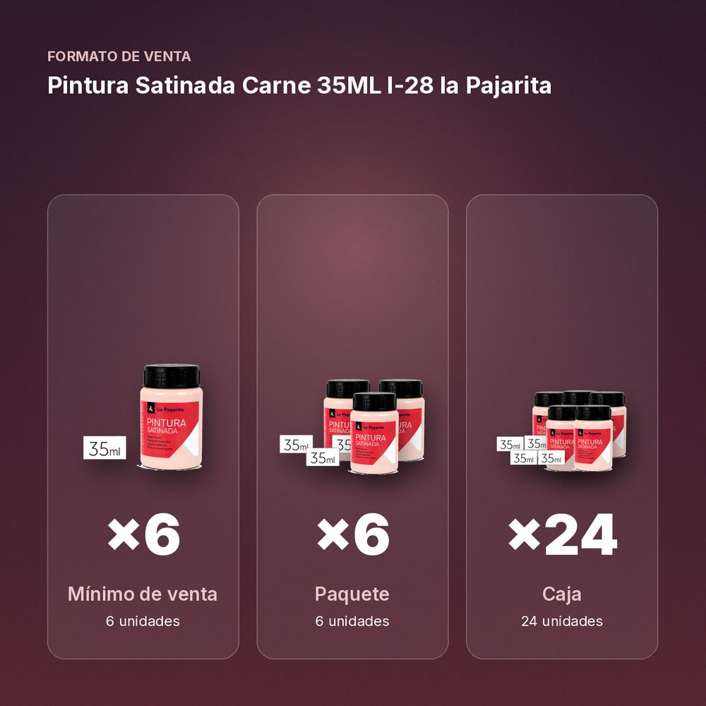 PINTURA SATINADA CARNE 35ML L-28 LA PAJARITA - formato de venta: paquete de 6, caja de 24