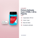 PINTURA SATINADA CYAN 375ML L-26 LA PAJARITA - características principales