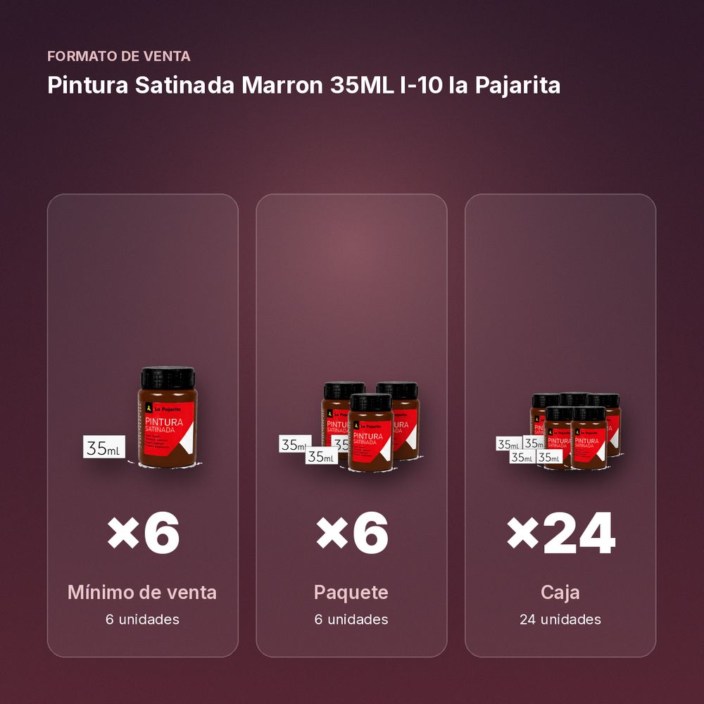 PINTURA SATINADA MARRON 35ML L-10 LA PAJARITA - formato de venta: paquete de 6, caja de 24