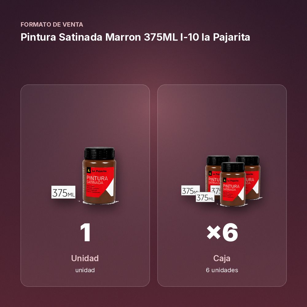 PINTURA SATINADA MARRON 375ML L-10 LA PAJARITA - formato de venta: caja de 6
