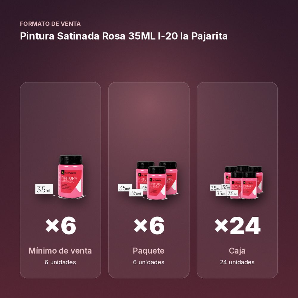 PINTURA SATINADA ROSA 35ML L-20 LA PAJARITA - formato de venta: paquete de 6, caja de 24