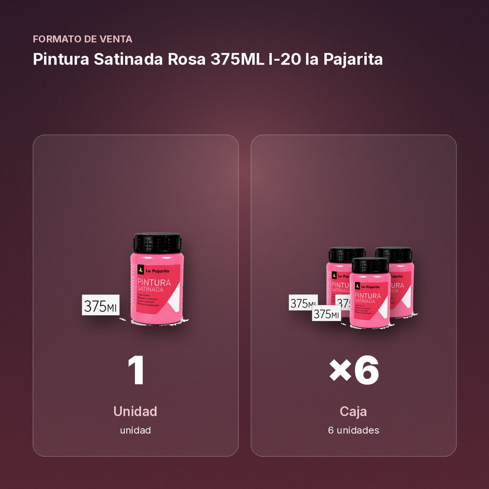 PINTURA SATINADA ROSA 375ML L-20 LA PAJARITA - formato de venta: caja de 6