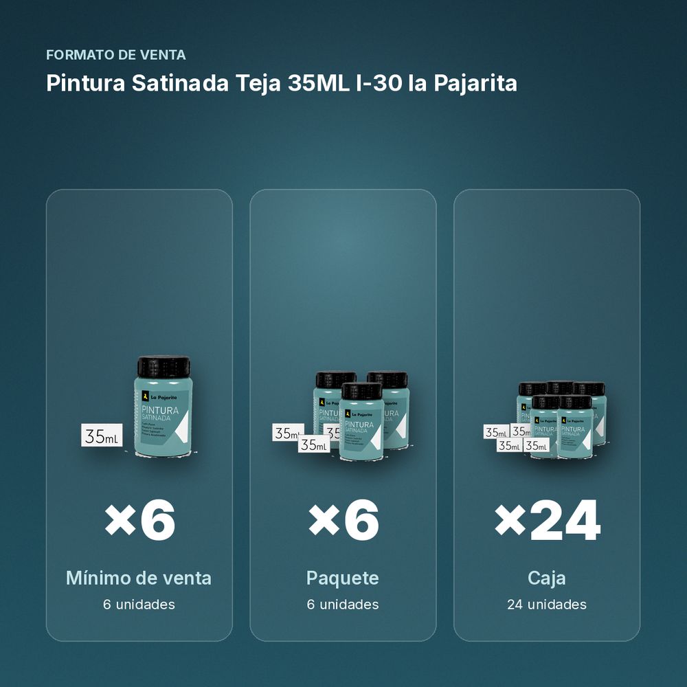 PINTURA SATINADA TEJA 35ML L-30 LA PAJARITA - formato de venta: paquete de 6, caja de 24