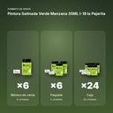 PINTURA SATINADA VERDE MANZANA 35ML L-18 LA PAJARITA - formato de venta: paquete de 6, caja de 24