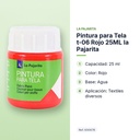 PINTURA PARA TELA T-06 ROJO 25ML LA PAJARITA - características principales