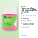 PINTURA PARA TELA T-08 MAGENTA 25ML LA PAJARITA - características principales