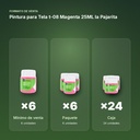 PINTURA PARA TELA T-08 MAGENTA 25ML LA PAJARITA - formato de venta: paquete de 6, caja de 24