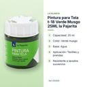 PINTURA PARA TELA T-18 VERDE MUSGO 25ML LA PAJARITA - características principales