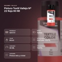 PINTURA TEXTIL VALLEJO Nº 22 ROJO 60 ML - resumen de atributos