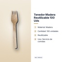 TENEDOR MADERA REUTILIZABLE 100 UDS - características principales
