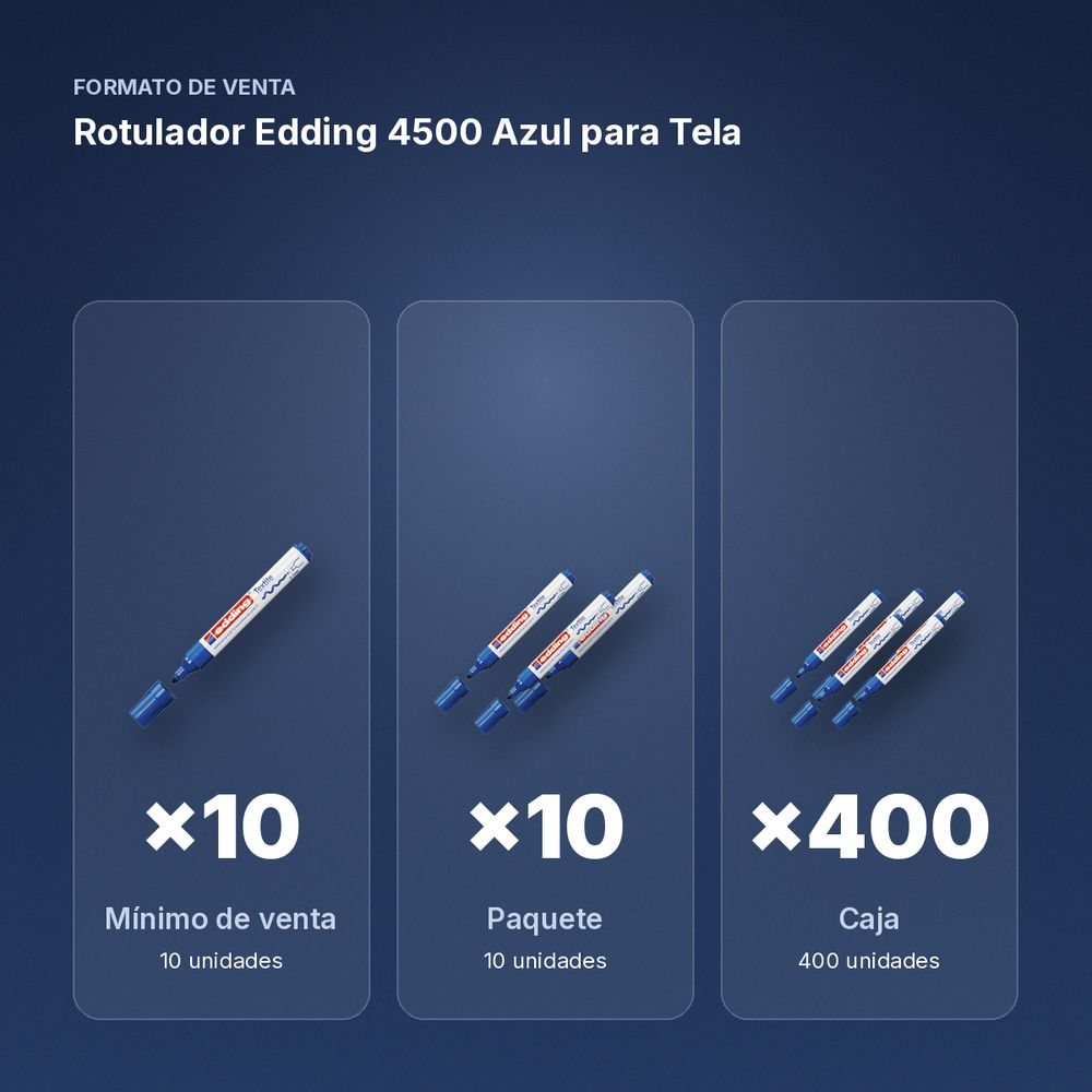 ROTULADOR EDDING 4500 AZUL PARA TELA - formato de venta: paquete de 10, caja de 400