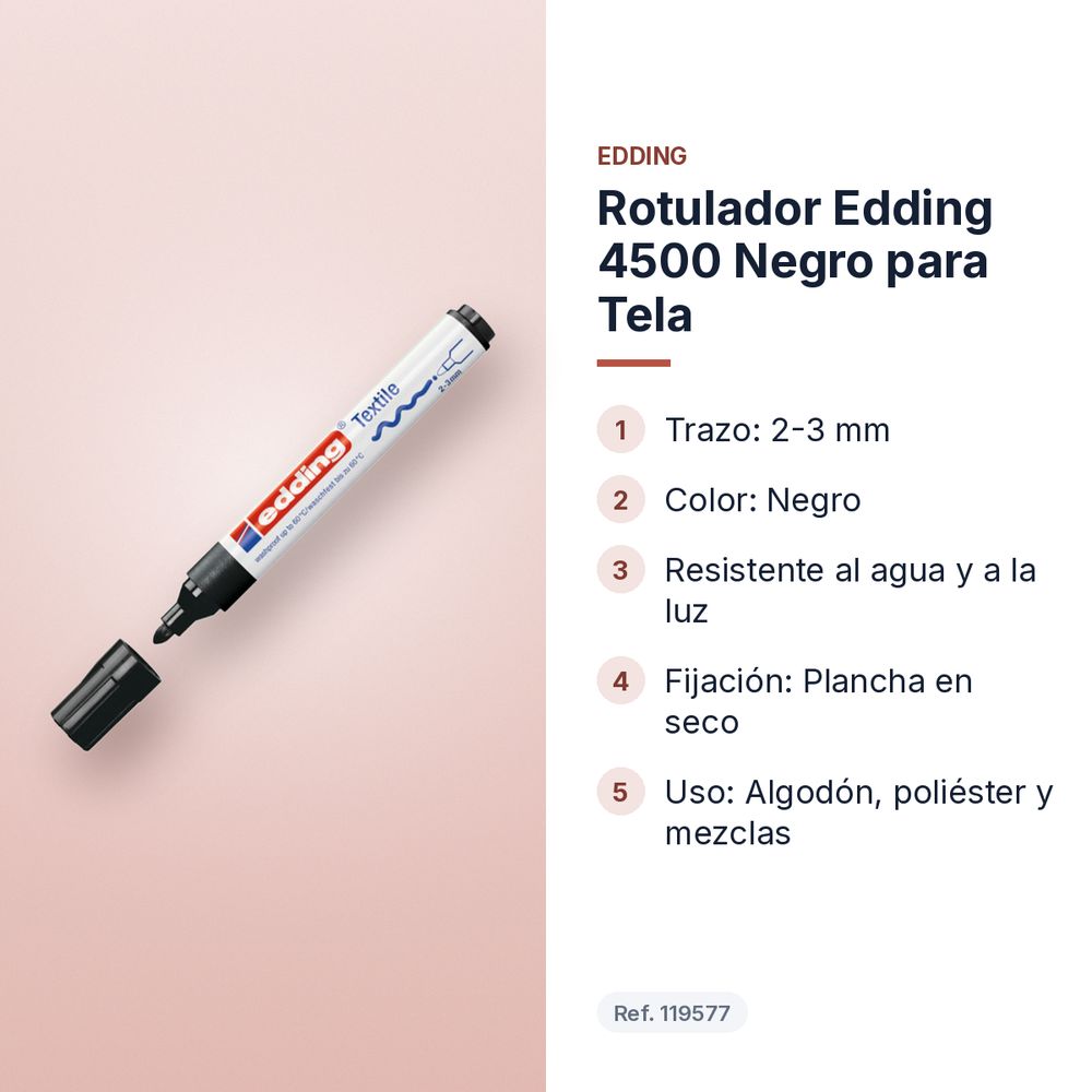 ROTULADOR EDDING 4500 NEGRO PARA TELA - características principales