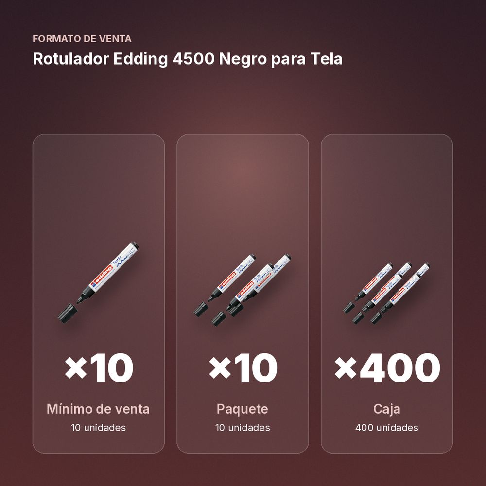 ROTULADOR EDDING 4500 NEGRO PARA TELA - formato de venta: paquete de 10, caja de 400