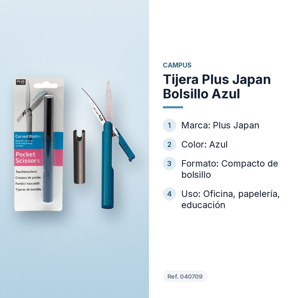 TIJERA PLUS JAPAN BOLSILLO AZUL - características principales