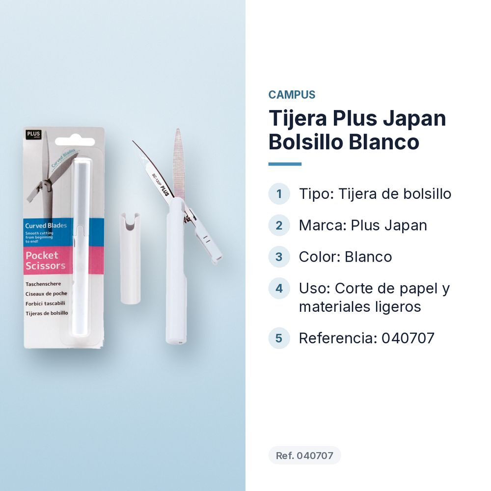 TIJERA PLUS JAPAN BOLSILLO BLANCO - características principales
