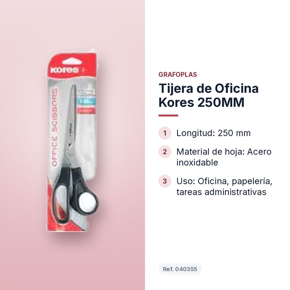 TIJERA DE OFICINA KORES 250MM - características principales